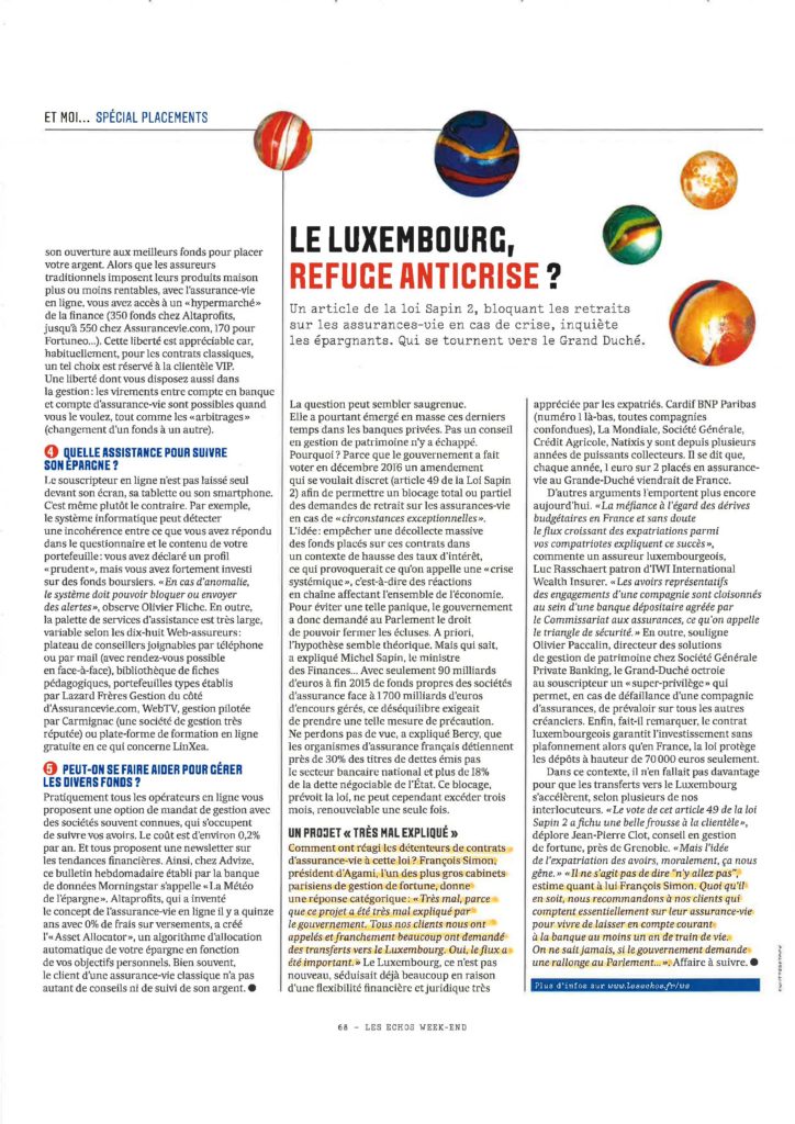 contrats d' assurance-vie luxembourgeois